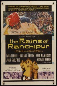 4x698 RAINS OF RANCHIPUR 1sh '55 Lana Turner, Richard Burton, rains couldn't wash their sin away!