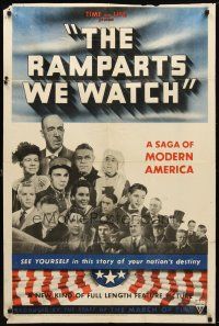 4x700 RAMPARTS WE WATCH 1sh '40 March of Time, patriotic cast ensemble, a saga of modern America!