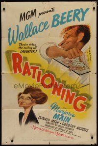 4x701 RATIONING 1sh '44 great Al Hirschfeld art of Wallace Beery & Marjorie Main!