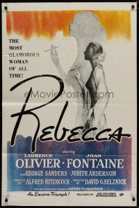 4x704 REBECCA 1sh R70s Alfred Hitchcock, Laurence Olivier & Joan Fontaine, different art!