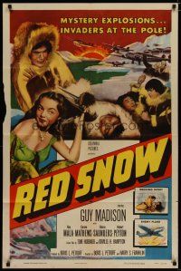 4x706 RED SNOW 1sh '52 Guy Madison, Ray Mala & sexy Eskimo babe covered only in fur!