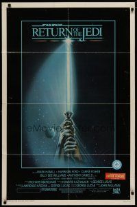4x711 RETURN OF THE JEDI 1sh '83 George Lucas classic, art of hands holding lightsaber!