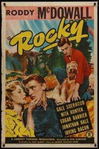 4x724 ROCKY 1sh '48 great portrait of Roddy McDowall and his dog!