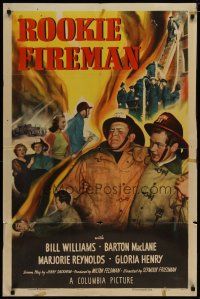 4x726 ROOKIE FIREMAN 1sh '50 Bill Williams, Barton MacLane, cool firefighter rescue image!