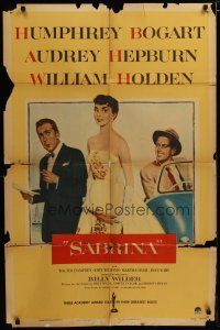 4x735 SABRINA 1sh '54 Audrey Hepburn, Humphrey Bogart, William Holden, Billy Wilder