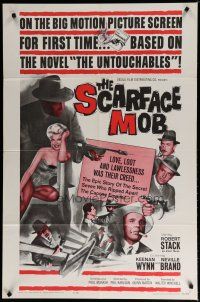4x742 SCARFACE MOB 1sh '62 Barbara Nichols, cool art of Robert Stack as Eliot Ness!