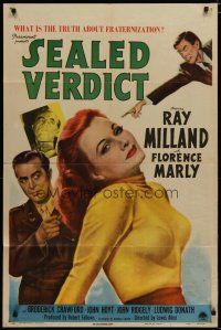 4x744 SEALED VERDICT style A 1sh '48 Ray Milland, sexy Florence Marly ought to hang!