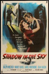 4x751 SHADOW IN THE SKY 1sh '52 Ralph Meeker forgets many things in the arms of Jean Hagen!