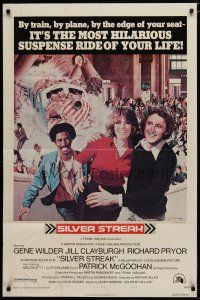 4x764 SILVER STREAK style A 1sh '76 art of Gene Wilder, Richard Pryor & Jill Clayburgh by Gross!