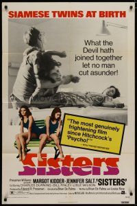 4x769 SISTERS 1sh '73 Brian De Palma, Margot Kidder is a set of conjoined twins!