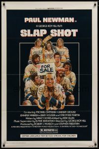 4x773 SLAP SHOT style A 1sh '77 Paul Newman hockey sports classic, great art by Craig!