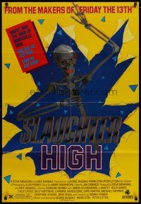 4x774 SLAUGHTER HIGH 1sh '86 Caroline Munro, Simon Scuddamore, wacky skeleton artwork!