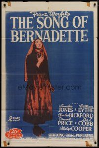4x789 SONG OF BERNADETTE 1sh R54 artwork of angelic Jennifer Jones by Norman Rockwell!