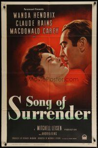 4x791 SONG OF SURRENDER style A 1sh '49 directed by Mitchell Leisen, Claude Rains & Wanda Hendrix!