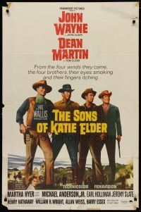 4x793 SONS OF KATIE ELDER 1sh '65 line up of John Wayne, Dean Martin & more + Martha Hyer!