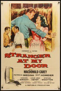 4x815 STRANGER AT MY DOOR 1sh '56 preacher MacDonald Carey's faith can't save this killer!