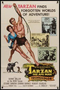 4x843 TARZAN THE APE MAN 1sh '59 Edgar Rice Burroughs, Denny Miller & sexy Joanna Barnes!
