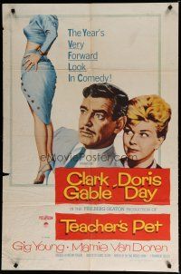 4x849 TEACHER'S PET 1sh '58 teacher Doris Day, pupil Clark Gable, sexy Mamie Van Doren's body!
