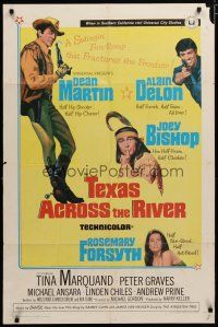 4x855 TEXAS ACROSS THE RIVER 1sh '66 cowboy Dean Martin, Alain Delon & Indian Joey Bishop!