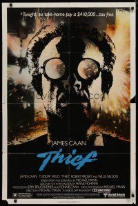4x865 THIEF 1sh '81 Michael Mann, really cool image of James Caan w/goggles!