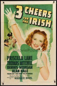 4x873 THREE CHEERS FOR THE IRISH 1sh '40 Thomas Mitchell, pretty Priscilla Lane wearing a clover!