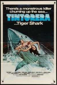 4x887 TINTORERA 1sh '77 best monstrous killer tiger shark horror artwork!