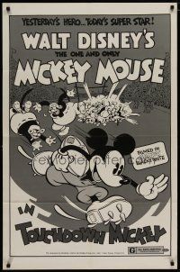 4x893 TOUCHDOWN MICKEY 1sh R74 Walt Disney, great cartoon art of Mickey Mouse playing football!