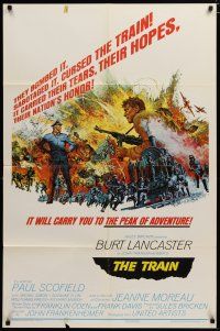 4x896 TRAIN style B 1sh '65 Burt Lancaster & Paul Scofield in WWII, directed by Frankenheimer!