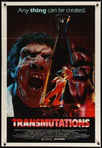 4x897 TRANSMUTATIONS 1sh '86 wild grotesque scientist monster holds girl in beaker!