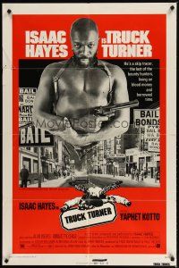 4x904 TRUCK TURNER 1sh '74 AIP, cool image of bounty hunter Isaac Hayes with gun!