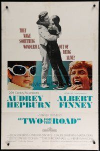 4x914 TWO FOR THE ROAD 1sh '67 Audrey Hepburn & Albert Finney embrace, directed by Stanley Donen!