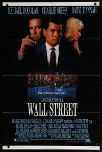 4x941 WALL STREET 1sh '87 Michael Douglas, Charlie Sheen, Daryl Hannah, Oliver Stone!