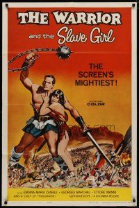 4x945 WARRIOR & THE SLAVE GIRL 1sh '59 awesome artwork of gladiator & girl, mightiest Italian epic