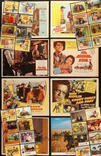 4y030 LOT OF 40 LOBBY CARDS FROM WESTERN MOVIES '50s-70s great images of cowboys & gunfights!