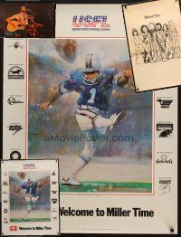4y232 LOT OF 4 UNFOLDED SPECIAL POSTERS '80s Welcome to Miller Time beer/football poster & more!