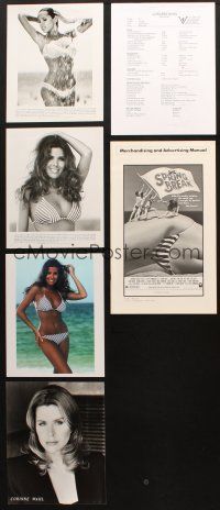 4y150 LOT OF 6 COLOR AND BLACK & WHITE STILLS AND PRESSBOOK OF CORINNE WAHL '80s-90s sexy!