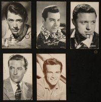 4y127 LOT OF 5 FAN PHOTO CARDS '50s Gregory Peck, Mario Lanza, Ray Milland, Conrad & Lawrence!