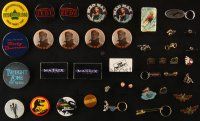 4y131 LOT OF 41 PROMO BUTTONS, KEYCHAINS, AND PINS '70s-00s Blade Runner, Matrix, Mad Max & more!