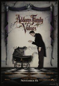 4z043 ADDAMS FAMILY VALUES advance DS 1sh '93 great image of Carel Struycken with baby carriage!
