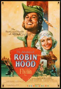 4z047 ADVENTURES OF ROBIN HOOD video poster R03 art of Flynn & Olivia De Havilland by Rodriguez!