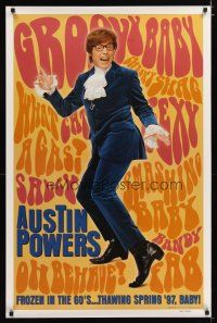 4z079 AUSTIN POWERS: INT'L MAN OF MYSTERY teaser 1sh '97 Mike Myers is frozen in the 60s!