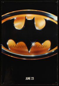 4z102 BATMAN glossy teaser 1sh '89 directed by Tim Burton, cool image of Bat logo!