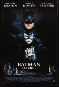 4z110 BATMAN RETURNS int'l 1sh '92 collage of Michael Keaton, Danny DeVito, sexy Michelle Pfeiffer!