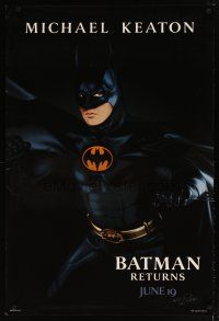 4z111 BATMAN RETURNS set of 3 signed 1shs '92 by unknown, images of Keaton, DeVito & Pfeiffer!