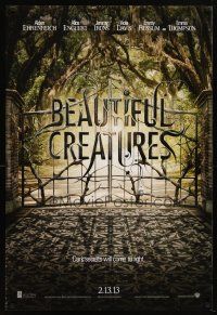 4z115 BEAUTIFUL CREATURES teaser DS 1sh '13 Alden Ehrenreich, Jeremy Irons, cool image of gate!