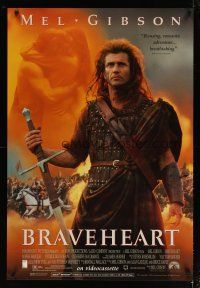 4z164 BRAVEHEART video 1sh '95 cool image of Mel Gibson as William Wallace!