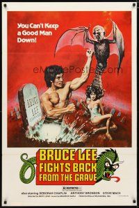 4z171 BRUCE LEE FIGHTS BACK FROM THE GRAVE 1sh '78 you can't keep a good man down, B. Emmett art!