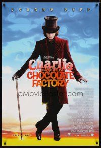 4z200 CHARLIE & THE CHOCOLATE FACTORY advance 1sh '05 Tim Burton, Johnny Depp as Willy Wonka!