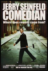 4z216 COMEDIAN advance 1sh '02 great image of Jerry Seinfeld walking across street with microphone!
