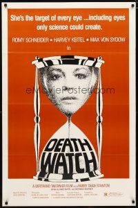 4z248 DEATH WATCH 1sh '80 Le Mort en Direct, Romy Schneider, Harvey Keitel, cool hourglass art!